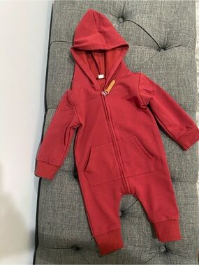 Baby Red Hooded Zip-Up Jumpsuit Romper 3–6 Months Unworn